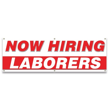 Now Hiring Laborers Banner Apply Inside Accepting Application Single Sided